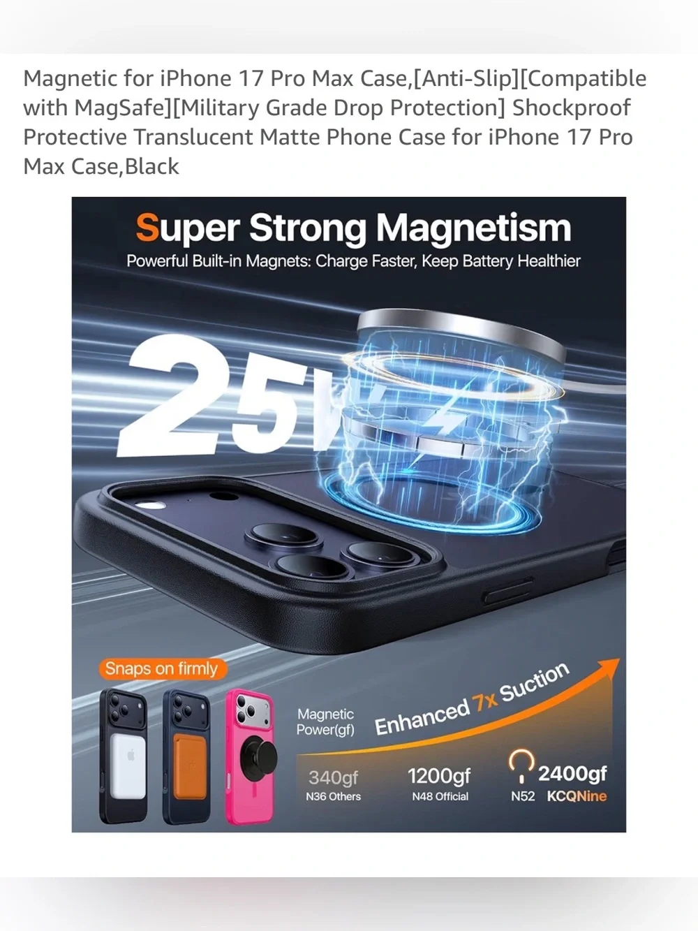 MagSafe-Compatible Shockproof Phone Case translucent iPhone 17 Pro Max - Black